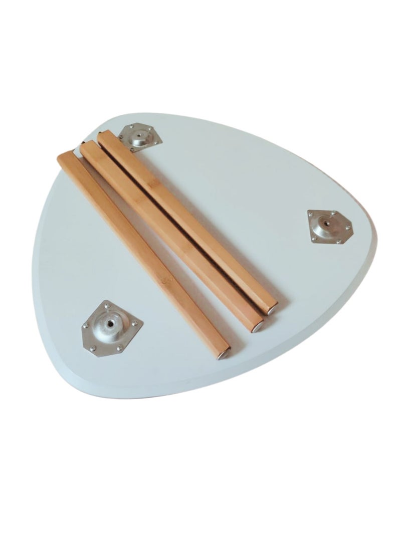 MAAS Wooden Coffee and Tea Table Triangle Structure Easy to Install with Bamboo Legs for Living Room Bedroom Size 50X50X46 CM - Image 3