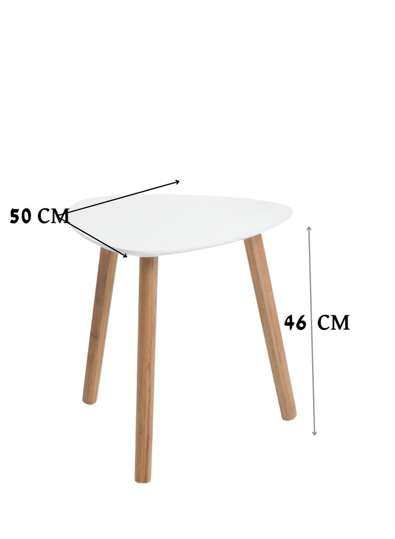 MAAS Wooden Coffee and Tea Table Triangle Structure Easy to Install with Bamboo Legs for Living Room Bedroom Size 50X50X46 CM - Image 5