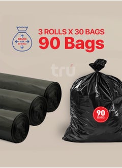 Tru Black Garbage Bags Roll 60x90cm 30Gallon Heavy Duty (30pc x 3 Rolls) 90Bags  - Image 3