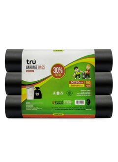 Tru Black Garbage Bags Roll 60x90cm 30Gallon Heavy Duty (30pc x 3 Rolls) 90Bags  - Image 1
