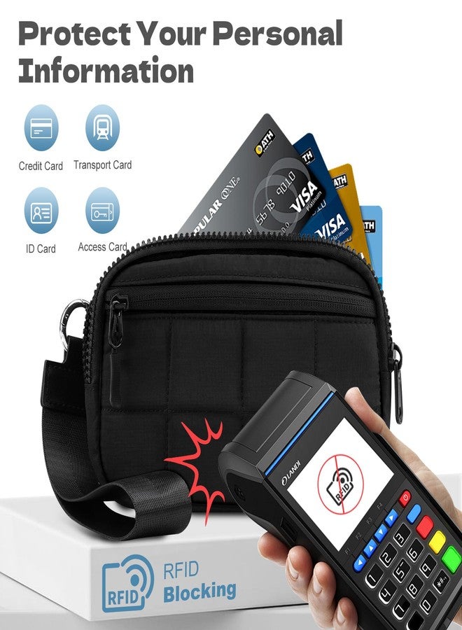 Dadanism Wristlet Wallets for Women, RFID Blocking Wristlet Phone Wallet, Quilted Credit Card Holder with Detachable Wrist Strap & 3 Zipper Pockets, Card Organizer Bag for Travel, Black - Image 4