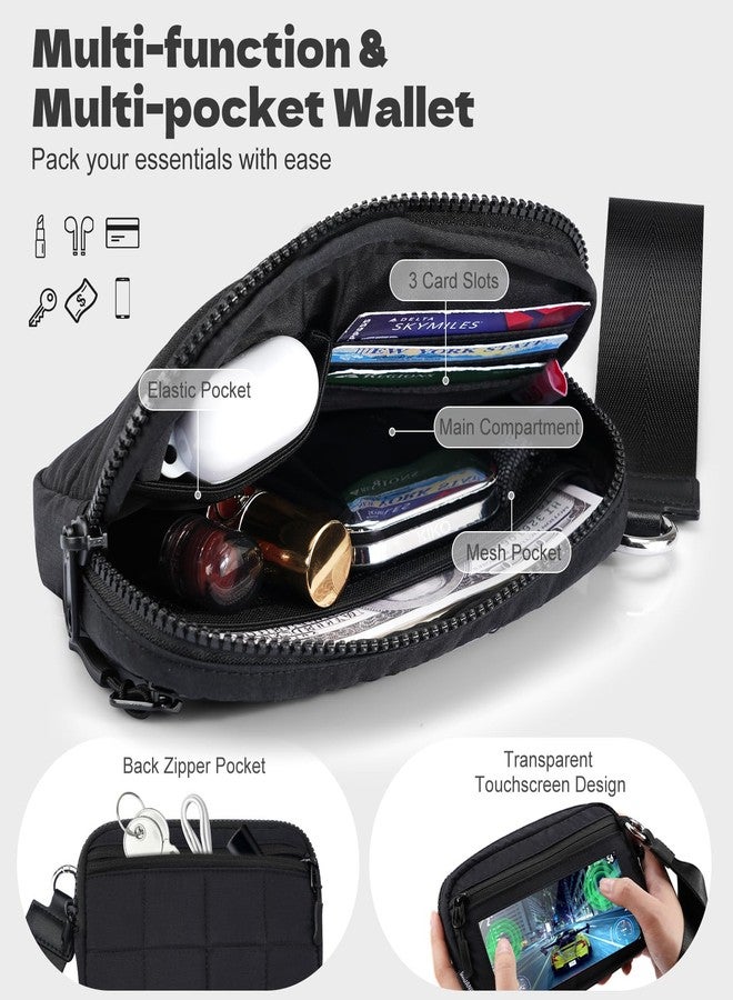 Dadanism Wristlet Wallets for Women, RFID Blocking Wristlet Phone Wallet, Quilted Credit Card Holder with Detachable Wrist Strap & 3 Zipper Pockets, Card Organizer Bag for Travel, Black - Image 3
