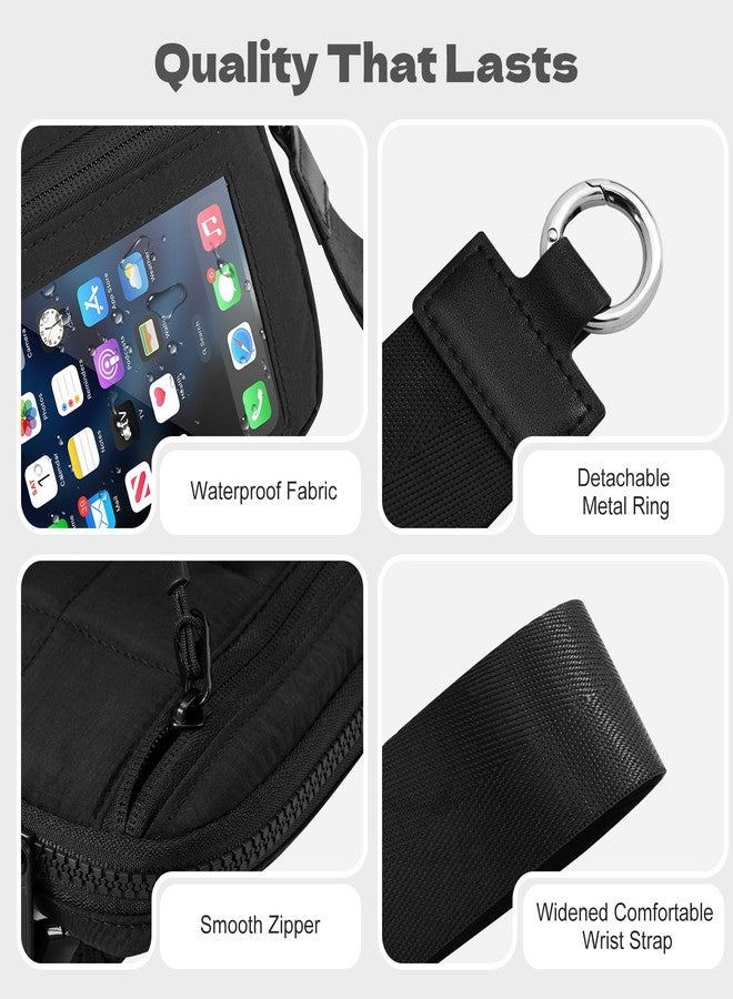Dadanism Wristlet Wallets for Women, RFID Blocking Wristlet Phone Wallet, Quilted Credit Card Holder with Detachable Wrist Strap & 3 Zipper Pockets, Card Organizer Bag for Travel, Black - Image 5