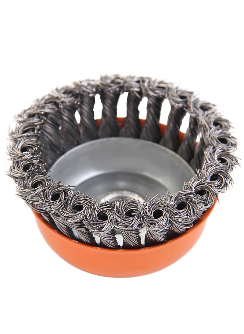 KSEIBI Twisted Cup Brush, Steel Cup Brush, 75mmxm14, Twisted Knotted Cup Brush for Angle Grinder, Heavy Cleaning Rust, Abrasive/Carbon Steel Wire Wheel.  - Image 4