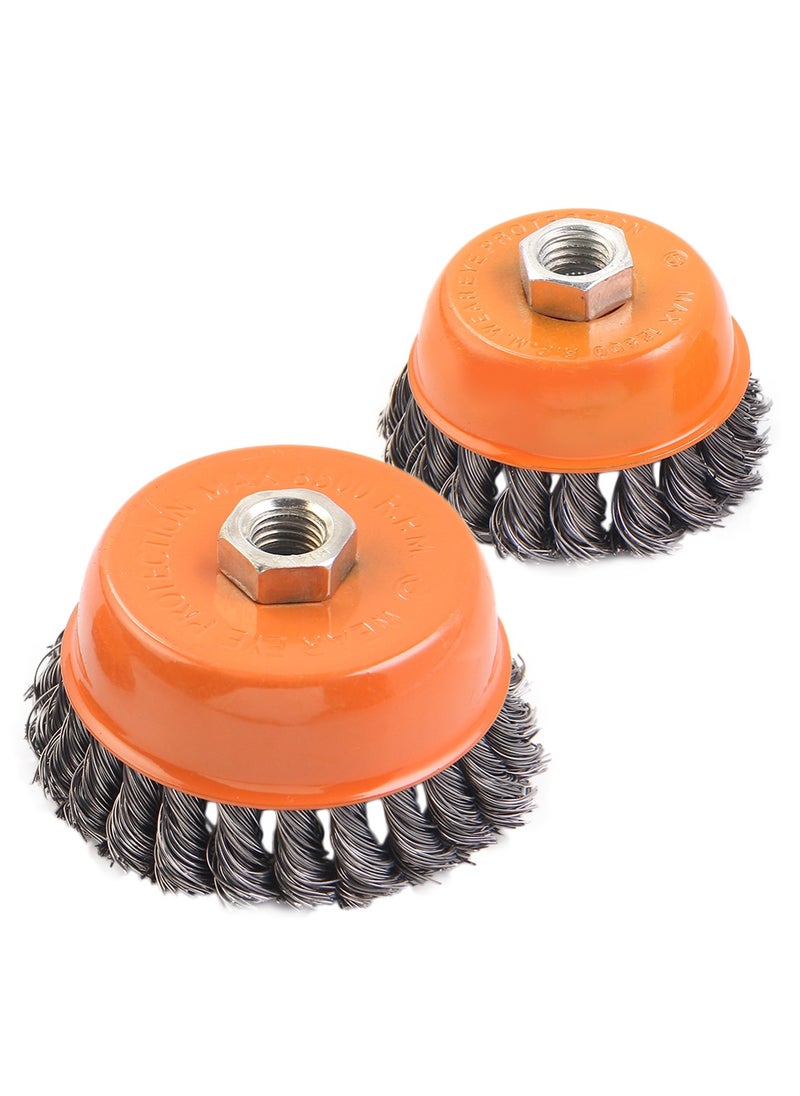 KSEIBI Twisted Cup Brush, Steel Cup Brush, 75mmxm14, Twisted Knotted Cup Brush for Angle Grinder, Heavy Cleaning Rust, Abrasive/Carbon Steel Wire Wheel.  - Image 5