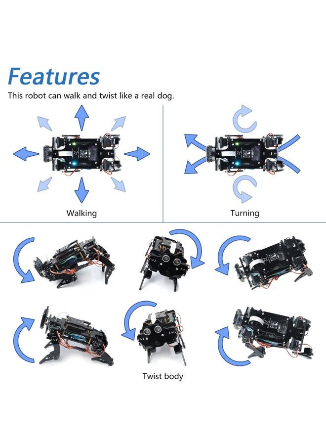 Freenove Robot Dog Kit for ESP32 CAM (Included), Dual-core 32-bit 240 MHz Microcontroller, Walking, Camera, Touch Sensor, Ultrasonic Ranging, Buzzer, RGB LED, Servo, App - Image 3