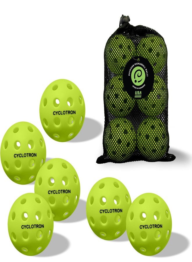 cyclotron 6 Pack Premium 40-Holes Outdoor Pickleball Balls, USAPA Approved, Perfectly Balanced, High Resilience & Durability Pickle Balls, Pickle Balls with Pickleballs Bag (Green) - Image 1