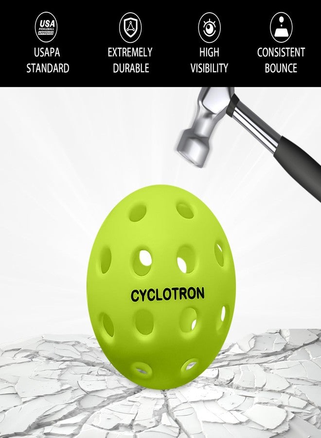 cyclotron 6 Pack Premium 40-Holes Outdoor Pickleball Balls, USAPA Approved, Perfectly Balanced, High Resilience & Durability Pickle Balls, Pickle Balls with Pickleballs Bag (Green) - Image 3