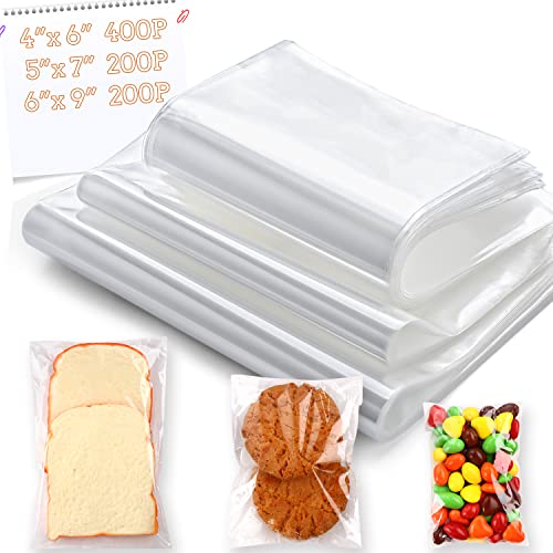 800 PCS Clear Resealable CelloCellophane Bags 3 Sizes with 46 57 69 Inch Good for Bakery Snacks Candle Soap Cookie Jewelry Cards