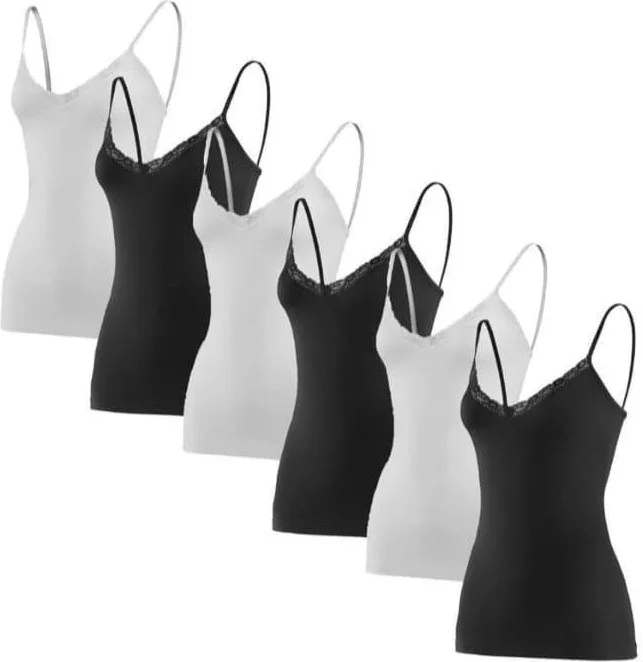 Yıldız Star 2225, 2226, 2227 Women's Mixed Rope Strap Modal V Neck Lace Undershirt 9 Pieces