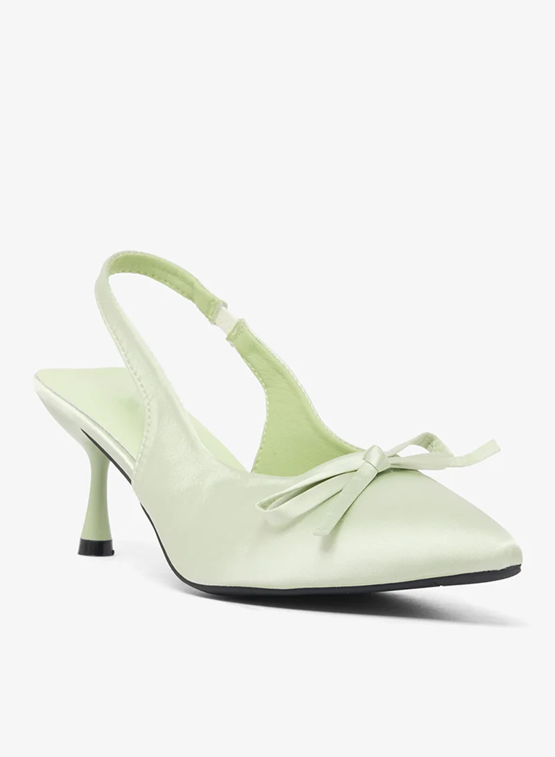 جينجر Velvet Bow Detail Sling Back Pumps