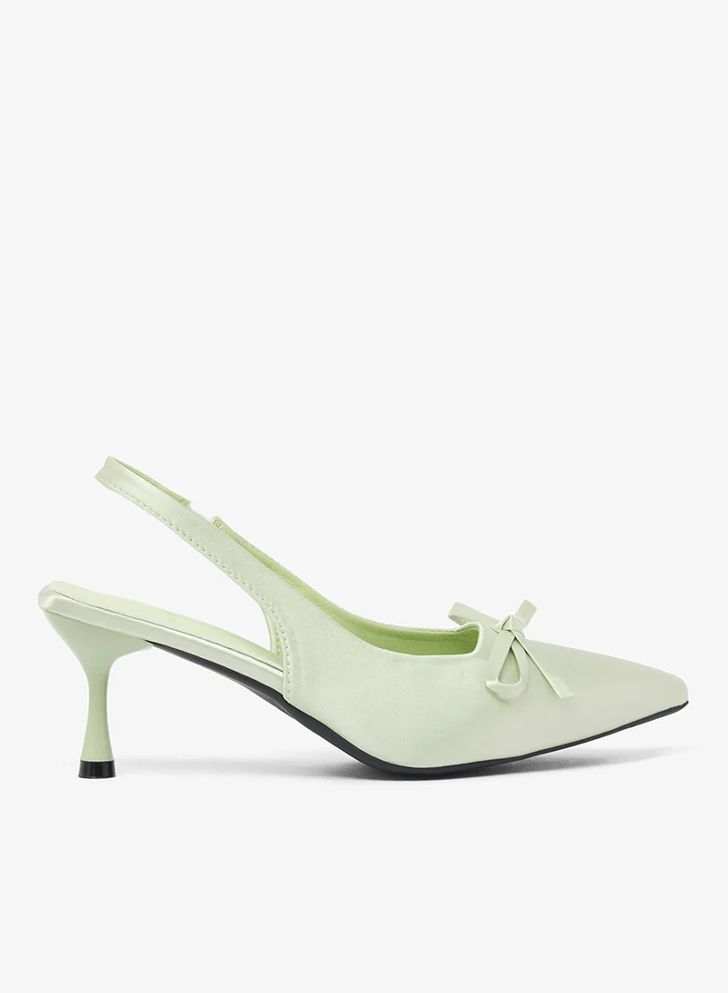 جينجر Velvet Bow Detail Sling Back Pumps