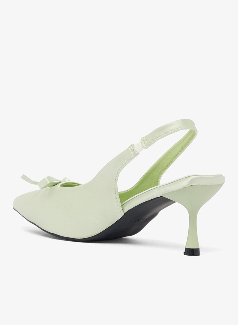Ginger Velvet Bow Detail Sling Back Pumps - Image 4