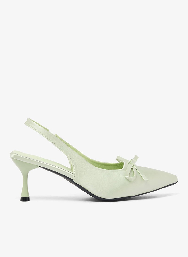 Ginger Velvet Bow Detail Sling Back Pumps - Image 2