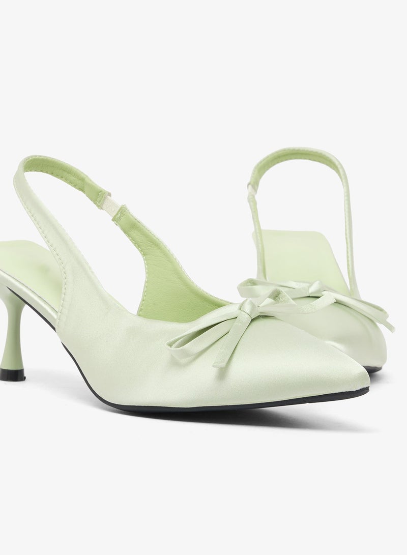 Ginger Velvet Bow Detail Sling Back Pumps - Image 5
