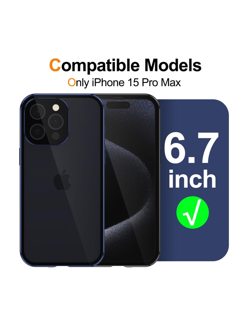 Excefore Privacy Case with iPhone 15 Pro Max, 360 Degree Front and Back Privacy Tempered Glass Cover, Anti Peep Magnetic, Magnetic Metal Bumper Anti Peep Cover for iPhone 15 Pro Max, Black - Image 2