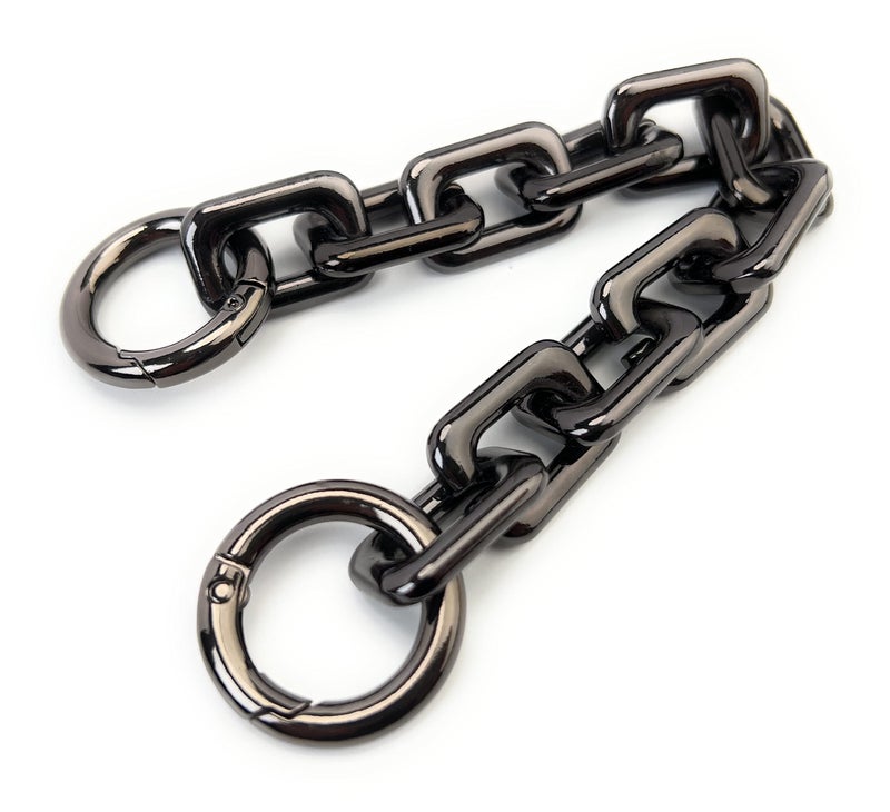 Versakits Heavy Chunky Link Chain Strap Purse Handbag Top Handle Shoulder Straps Accessories Decoration Chain Strap Extender Charms Replacement(8.26'' Metallic Black) - Image 1