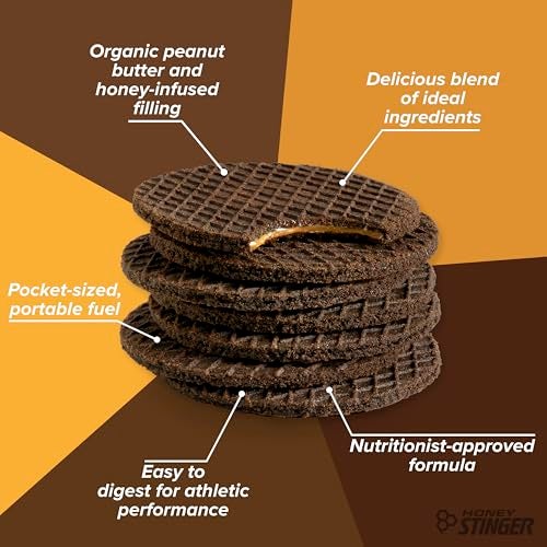 Honey Stinger Organic Peanut Butter Chocolate Waffle, Energy Stroopwafel for Exercise, Endurance and Performance, Sports Nutrition for Home & Gym, Pre & During Workout, 16.96 Ounces (Pack of 16) - Image 4
