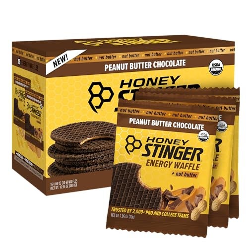 Honey Stinger Organic Peanut Butter Chocolate Waffle, Energy Stroopwafel for Exercise, Endurance and Performance, Sports Nutrition for Home & Gym, Pre & During Workout, 16.96 Ounces (Pack of 16) - Image 1