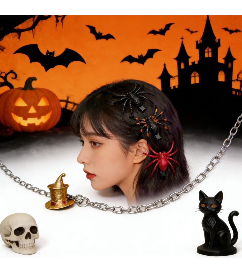 Shining Spider Hairpin Glittery Bangs Clip Party Hair Ornament - Image 1