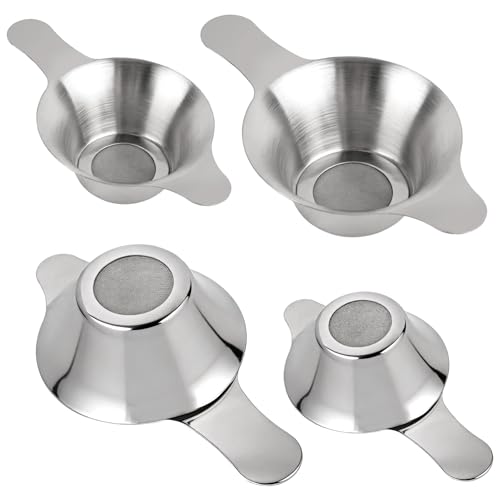 AUEAR 4 Pack Stainless Steel Tea Strainer Fine Mesh Infuser Funnel Different Size Leaf Filter with Double Handles for Coffee Flour Sugar - Image 1