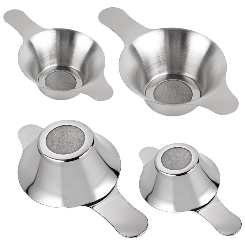 AUEAR 4 Pack Stainless Steel Tea Strainer Fine Mesh Infuser Funnel Different Size Leaf Filter with Double Handles for Coffee Flour Sugar - Image 2
