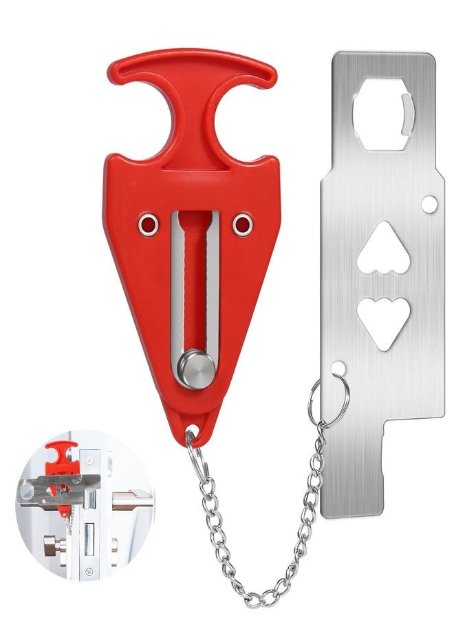 GINFH Portable Door Lock for Travel Door Lock Hotel Room Security Devices Apartment Jammer Additional Safety for Traveling Home College Upgrade (Red Combination) - Image 1