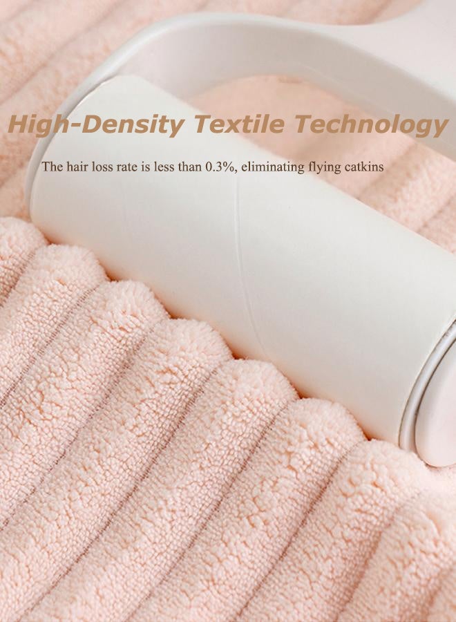 Striped Coral Fleece Bath Towels - Lint-Free Household Towels - Ultra Soft, Thickened, Super Absorbent, Lint-Free, Skin-Friendly For Home, Spa, And Gym, 4-Pack, Unisex - Image 4