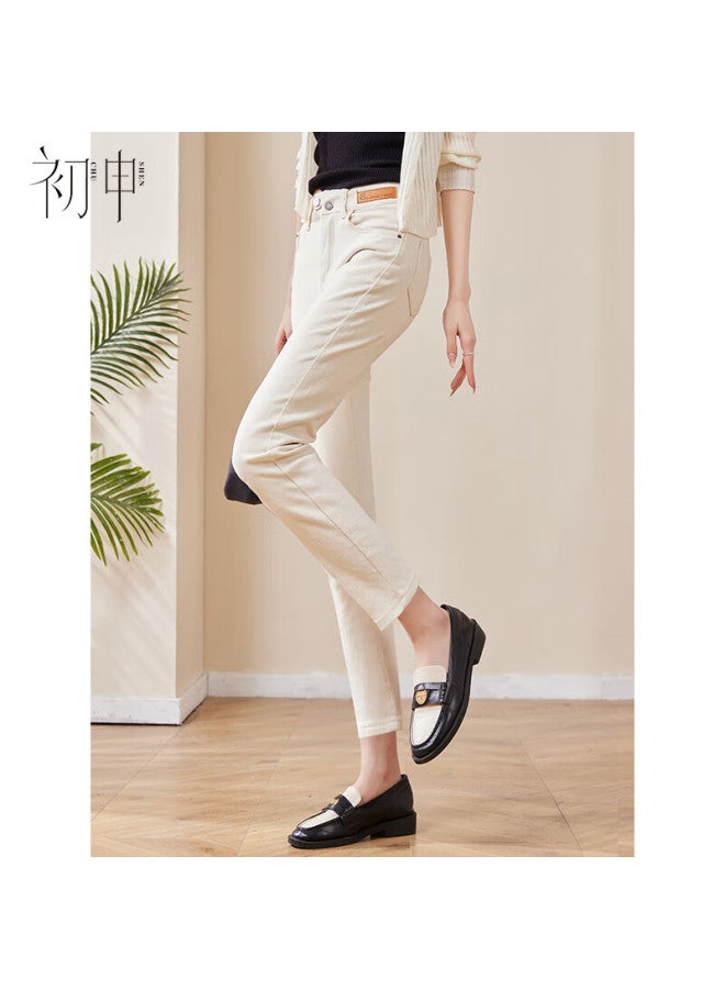 First Application Chushen Spring And Autumn Women's Casual High Waist Slim Straight-leg Cropped Jeans S141n1077 - Image 2