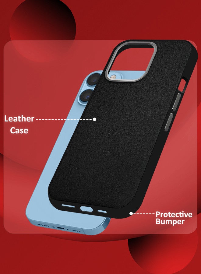 CATANES (for iPhone 13 Pro Max) 3 Pack Case Cover and 2 Screen Protectors Leather Case with Lens Frame Shockproof Full Body Protective Cover Black - Image 4