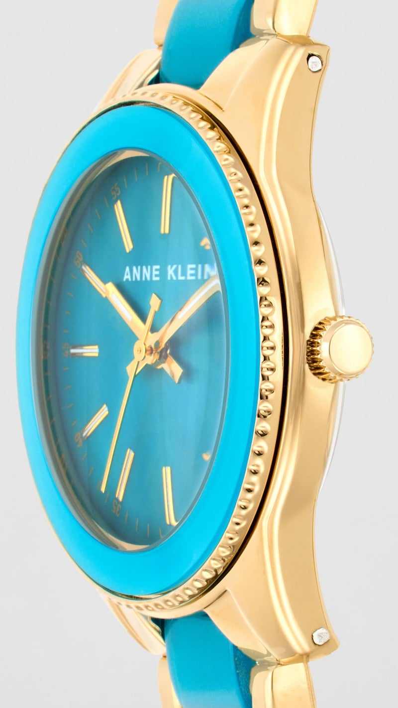 Anne Klein Quartz Analog Teal Dial Two Toned Teal & Gold Metal Strap Watch for Women - AK3214TEGB - Image 5