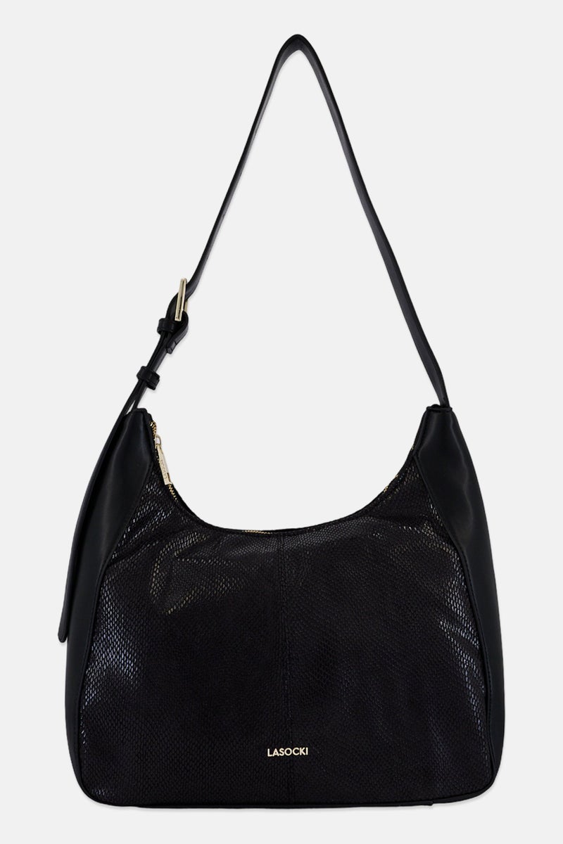 Lasocki Women Brand Logo Shoulder Bag, Black - Image 1