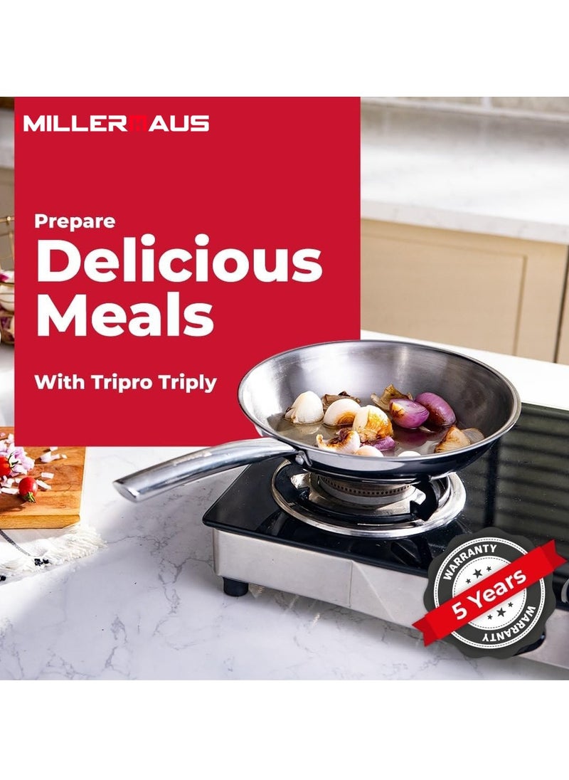 MILLERHAUS - Millerhaus Tri-Ply Frypan 22cm Stainless Steel - Image 1