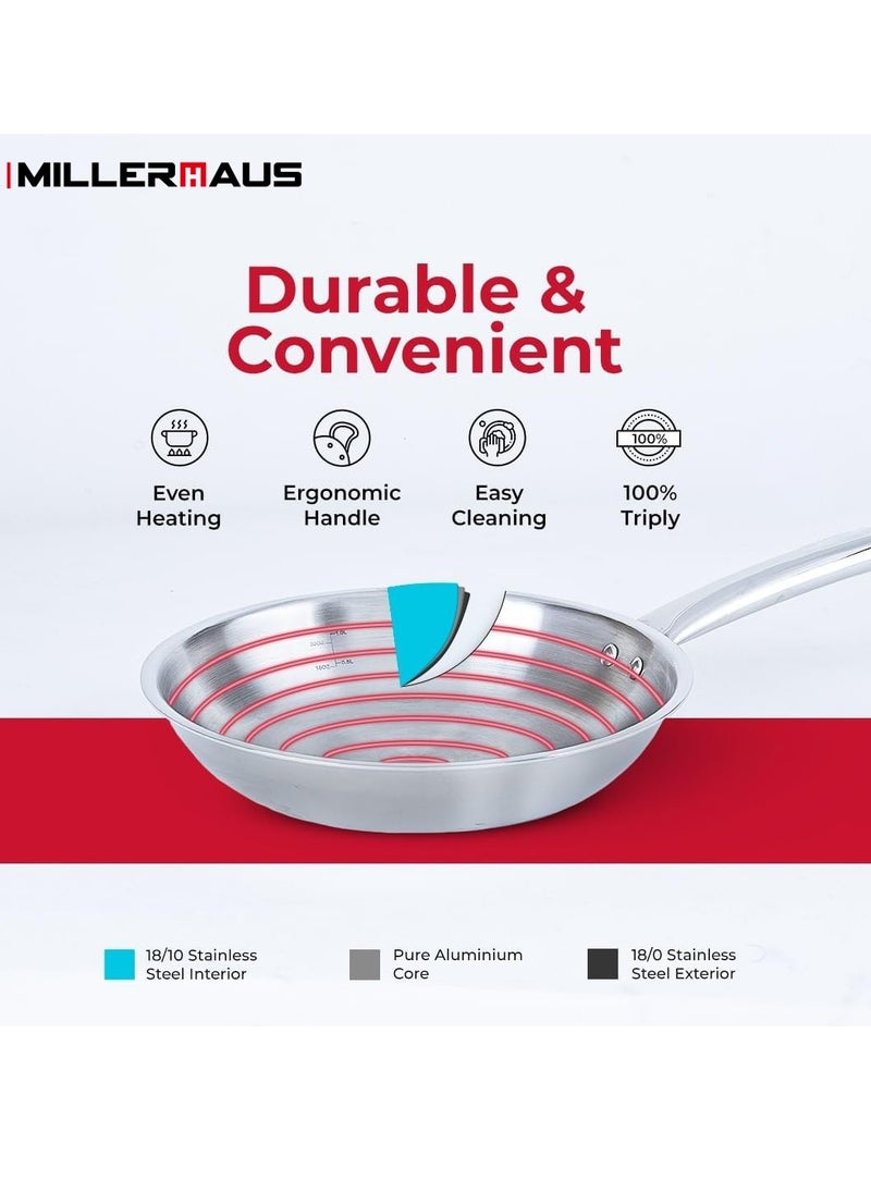 MILLERHAUS - Millerhaus Tri-Ply Frypan 22cm Stainless Steel - Image 1