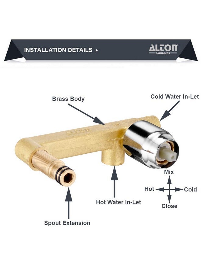 ALTON ARA19050 Brass, Single Lever Basin Mixer Full Set, Wall Mounted, Chrome Finish