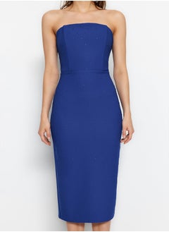 trendyol Saxe Body-fitting Lined Shiny Stone Woven Stylish Evening Dress TPRSS23EL00476  - Image 4