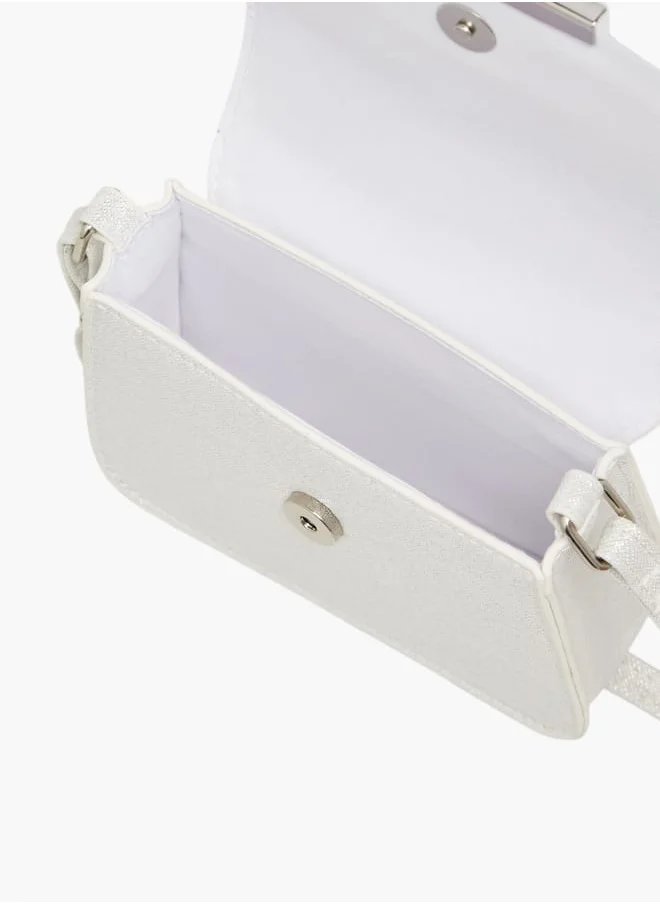 باربي Girls Embellished Crossbody Bag with Adjustable Strap and Flap Closure