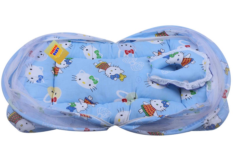 Fareto New Born Baby Combo of 1 Mosquito Net Bed & 8 Baby Jhabla with 8 Nappies(0-6 Months) PID- Blue - Image 2