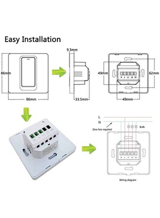 Tichondrius WiFi Smart Light Switch, Wireless Smart Wall Switch with Remote Control and Timer - Image 2