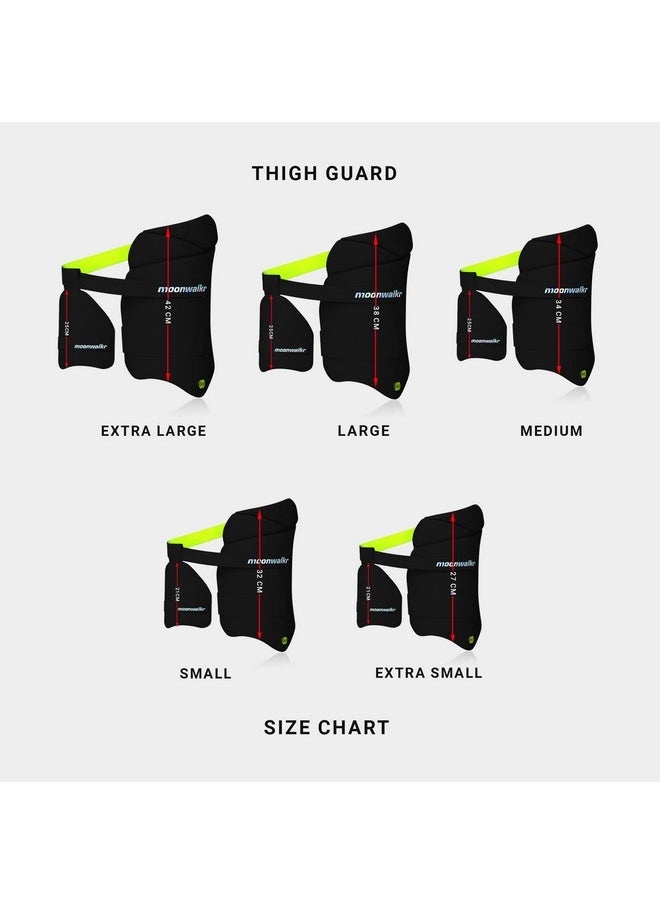 Moonwalkr Thigh Guard 2.0 Protective Gear For Batter’S Height (4’5”- 4’8”) Cricket Thigh Pad Cricket Accessories & Equipment Safeguarding Both Your Outer And Inner Thighs Black (Xs, Right Hand)  - Image 3