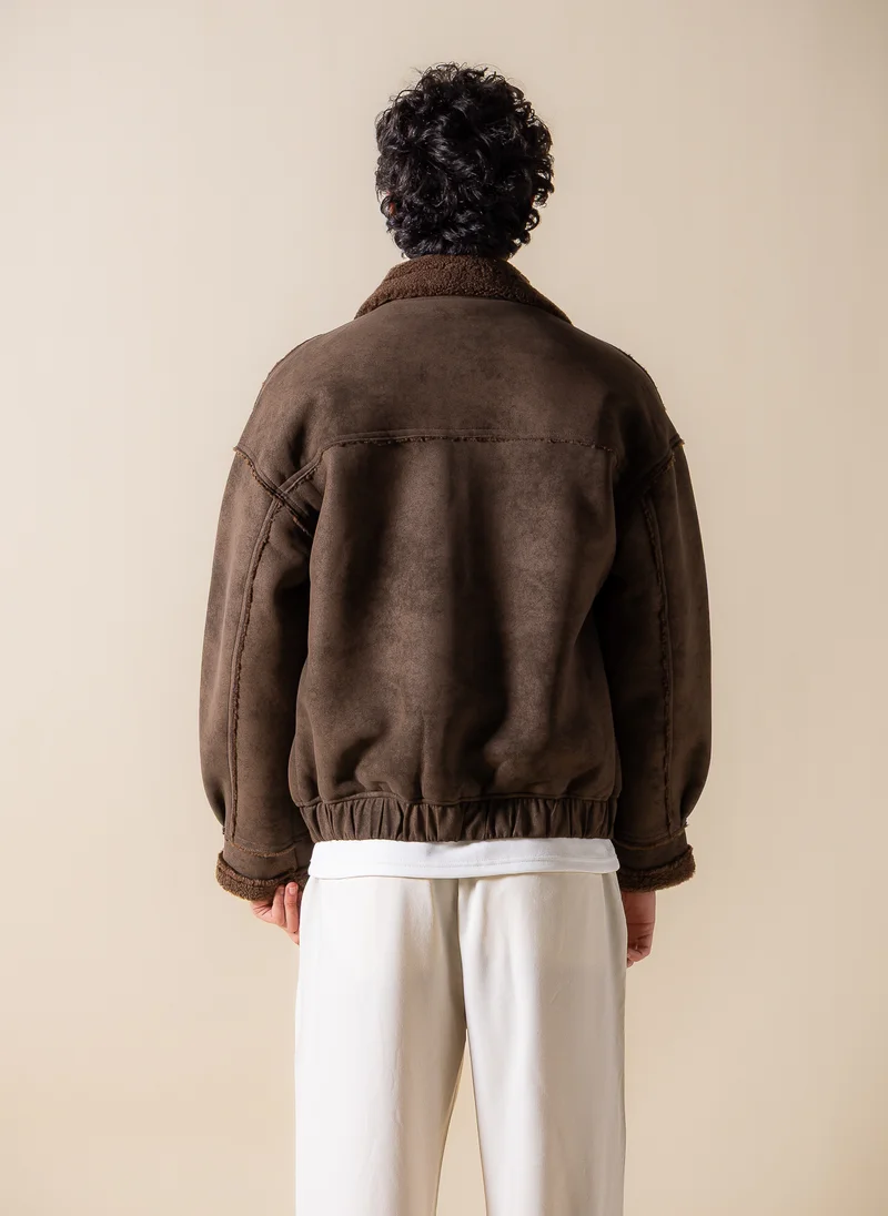 SHAPES FAUX FUR ZIP-UP JACKET