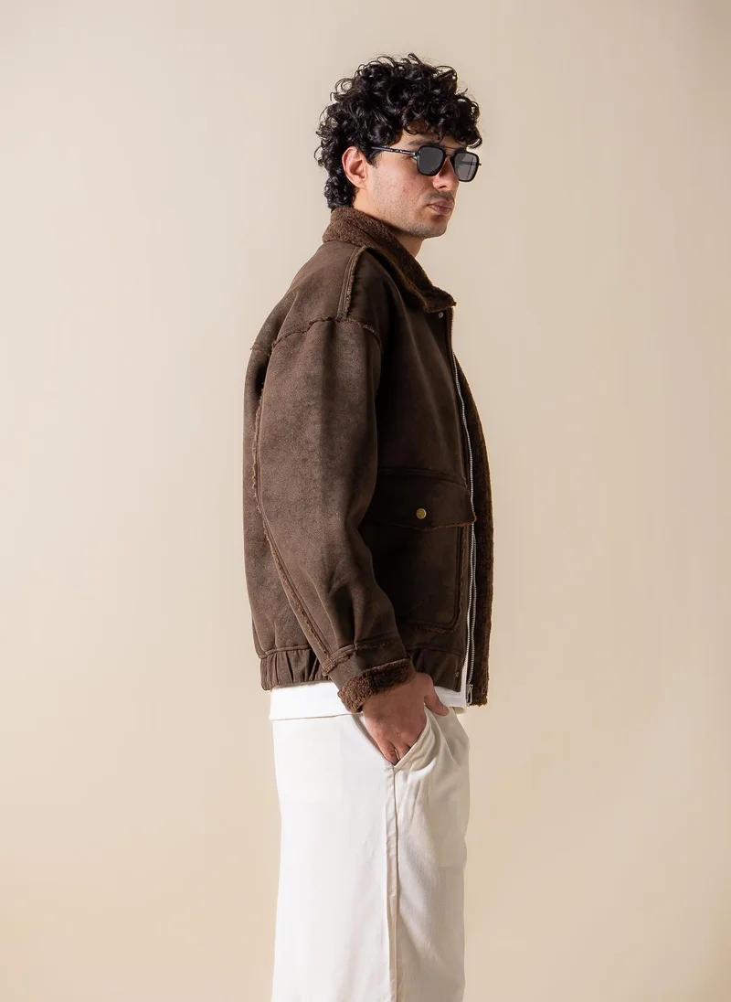 SHAPES FAUX FUR ZIP-UP JACKET