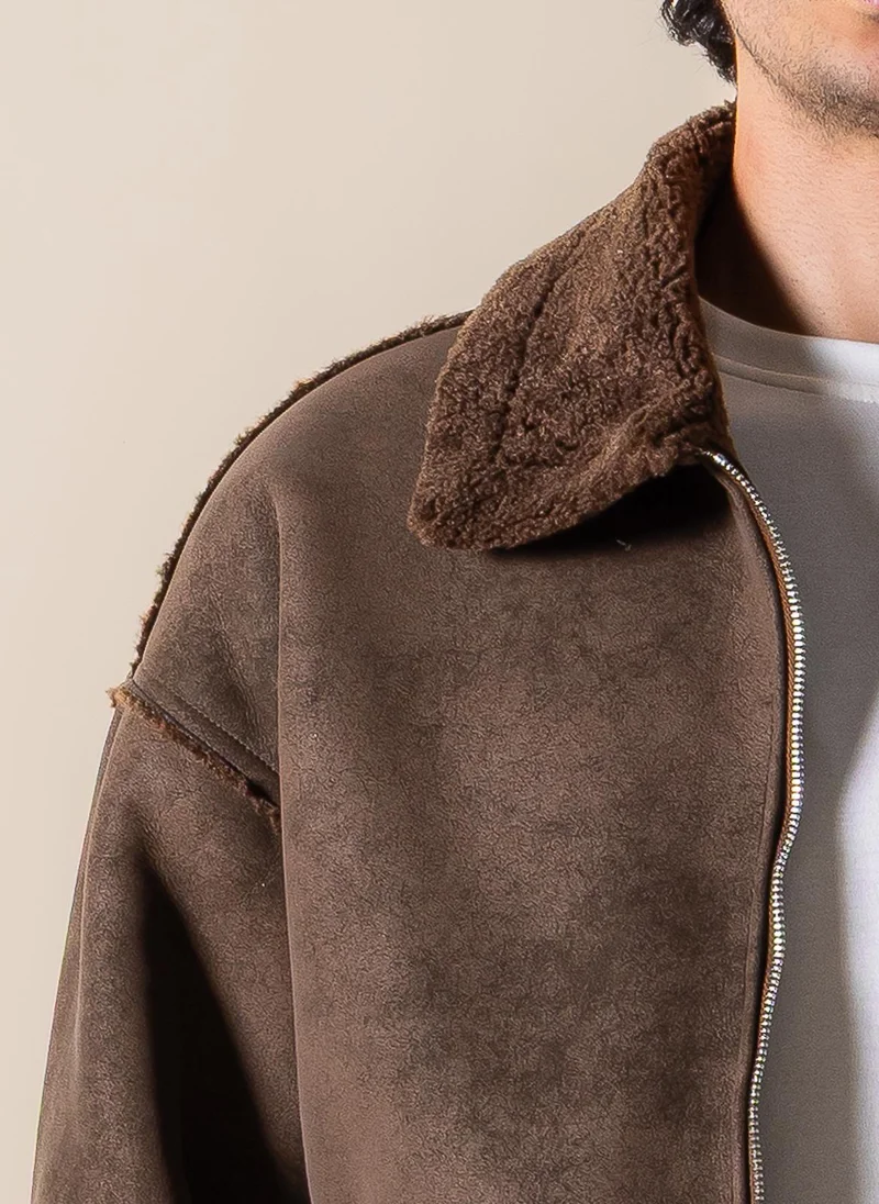SHAPES FAUX FUR ZIP-UP JACKET