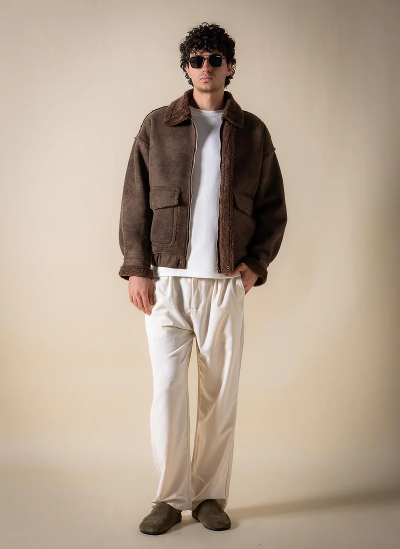 SHAPES FAUX FUR ZIP-UP JACKET