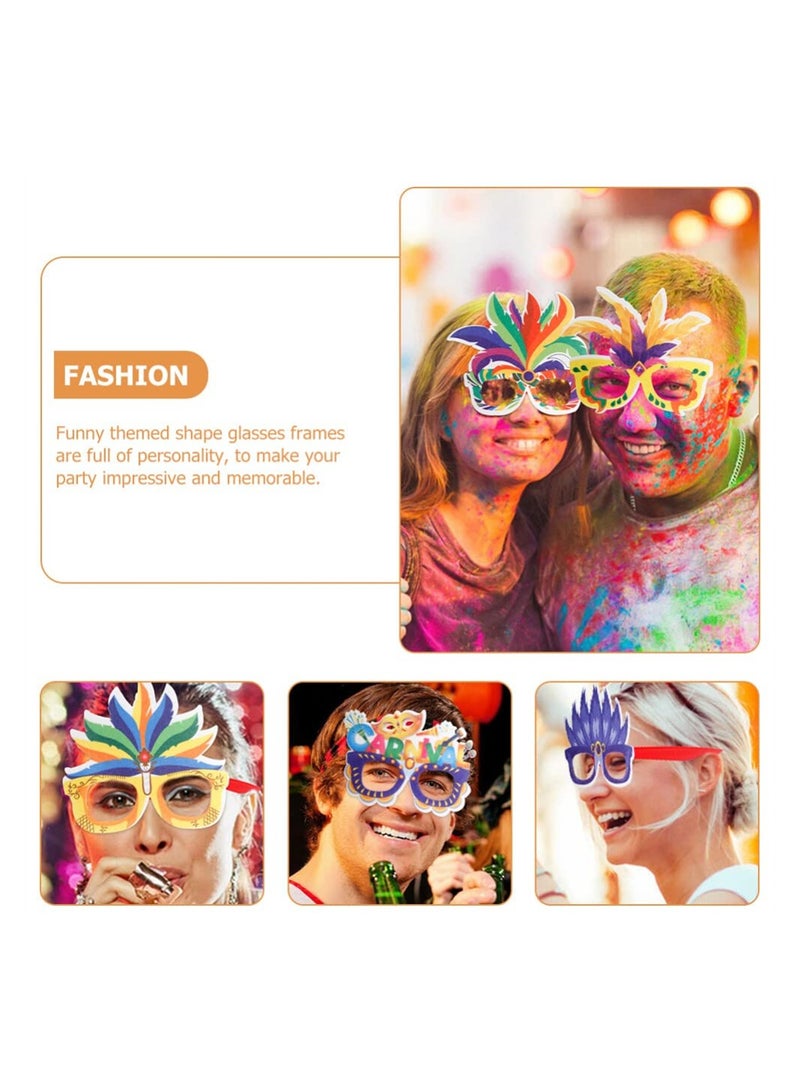 SYOSI Carnival Party Sunglasses, 6Pcs Novelty Party Glasses, Fun Hawaiian Sunglasses, Colored Feather Glasses Frame, Masquerade Dress Up Party Supplies  - Image 5