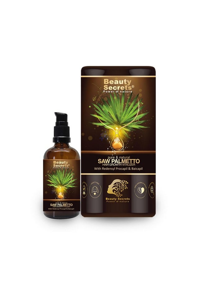 beauty Secrets - Saw Palmetto Hair Growth Serum For Women And Men To Reduce Hair Fall And Stimulate Faster Hair Growth 30Ml | Natural Hair Growth Vitalizer Enriched With Redensyl, Biotin And Rosemary Oil - Image 1