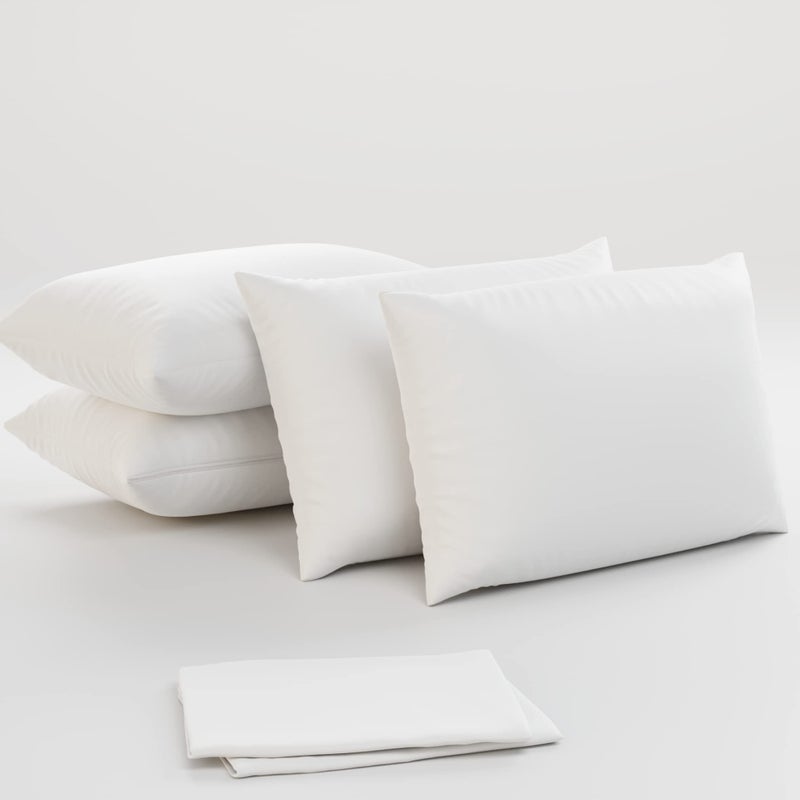 Niagara Sleep Soluti Niagara 4 Pack Standard Pillow Protectors with Zipper  Premium Cotton Sateen Blend Tight Weave Lab Tested Non Noisy Zip Covers Breathable Non Crinky (20x26 Inches)  - Image 1