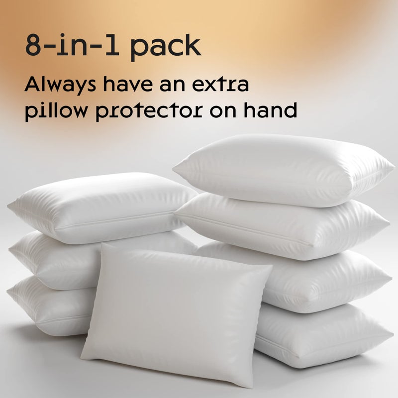 Niagara Sleep Soluti Niagara 4 Pack Standard Pillow Protectors with Zipper  Premium Cotton Sateen Blend Tight Weave Lab Tested Non Noisy Zip Covers Breathable Non Crinky (20x26 Inches)  - Image 2