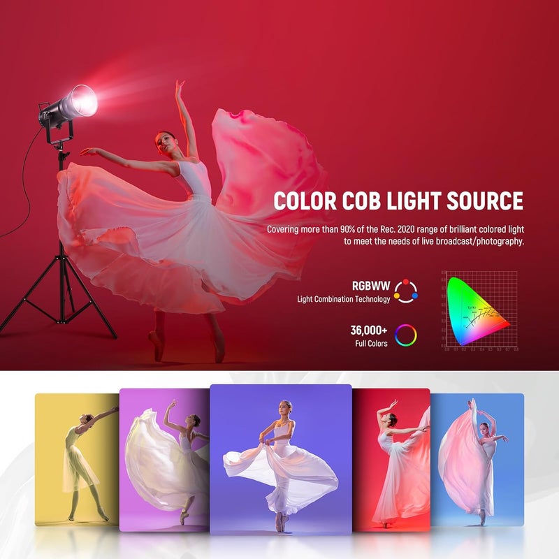 NEEWER CB300C RGB LED Video Light – 300W Full Color Bowens Mount with Reflector, APP/2.4G Remote Control, 2500-7500K, CRI97+, 29600Lux@1m, 17 Lighting Effects – Studio Filming & Photography - Image 2