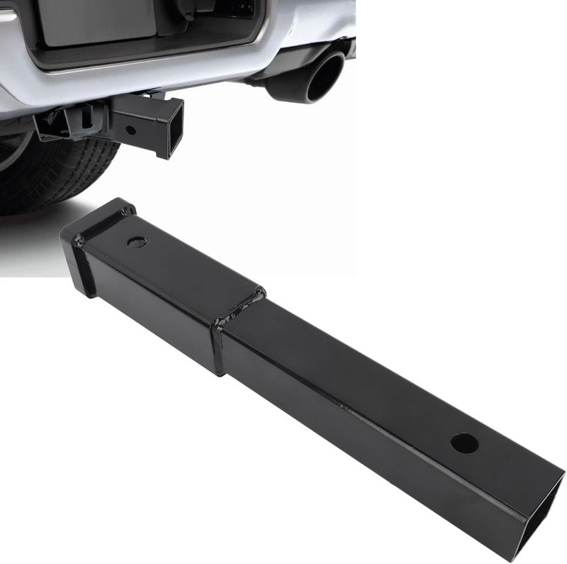 12 Inch Hitch Receiver Extender Black - High Strength 5000 Lbs Towing Capacity Extension, Enhanced Reliability for 2 Inch Receiver Tube Tow Bar Shank, Easy to Use for RV Trailer, Strong - Image 2